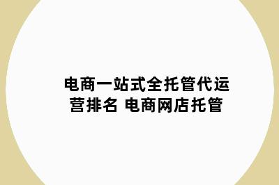 电商一站式全托管代运营排名 电商网店托管